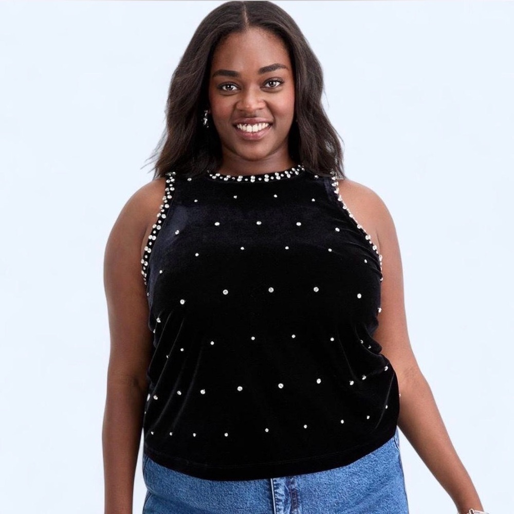 On 34th Trendy Plus Size Rhinestone-Embellished Velvet Top
